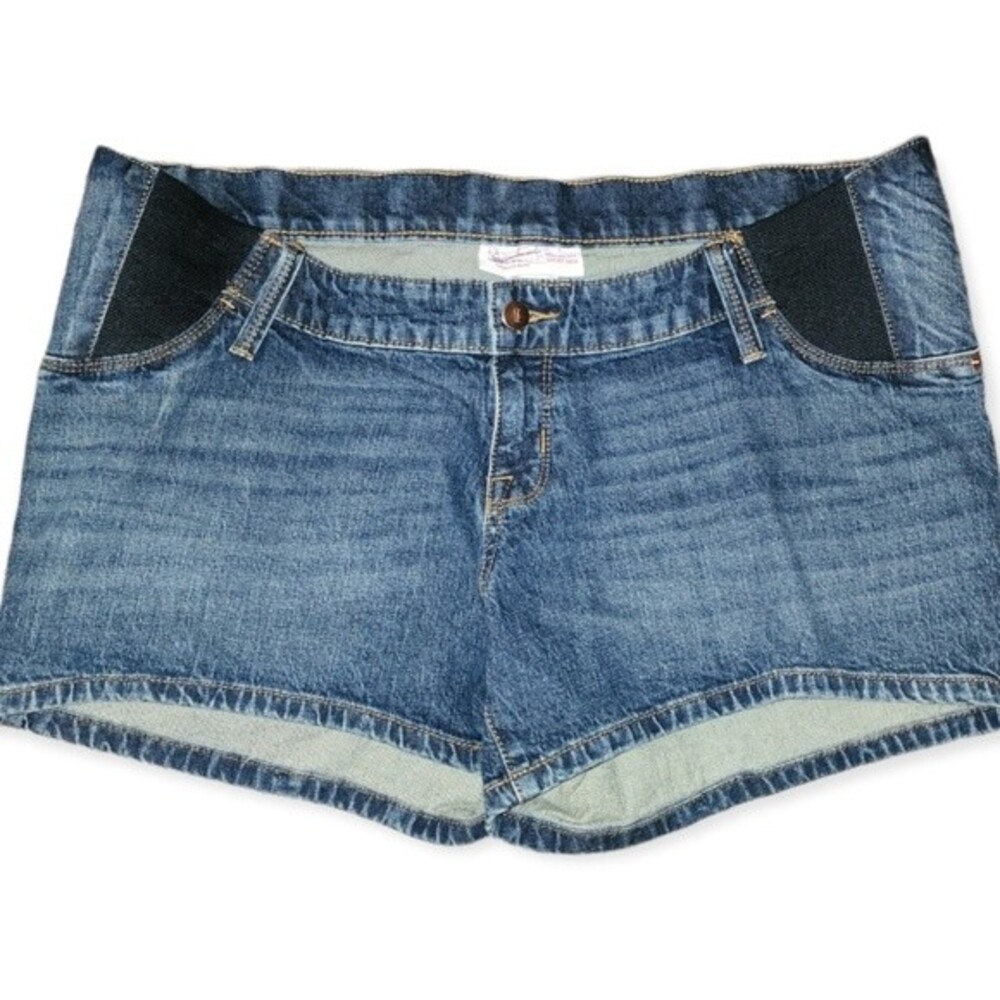 Isabel Maternity NWT Under the Belly Midi Jean Shorts Size 14.